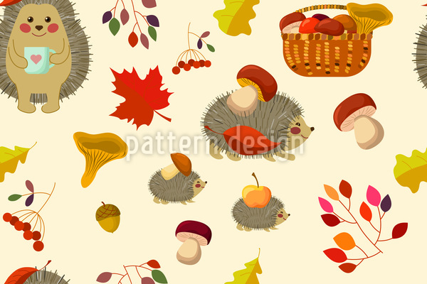 Bezaubernde Igel im Herbst Nahtloses Vektormuster