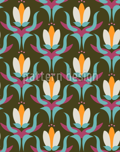 Jugendstil-Fantasy-Tulpe Nahtloses Vektormuster