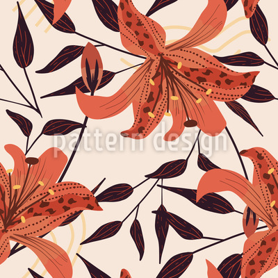 Lirios tigre vibrantes Estampado Vectorial Sin Costura