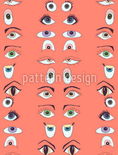 Ojos de dibujos animados Estampado Vectorial Sin Costura