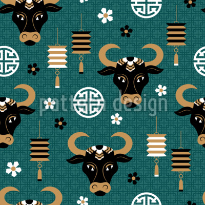 Año del buey Estampado Vectorial Sin Costura