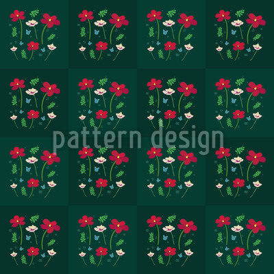Flower Checkerboard Seamless Vector Pattern Design