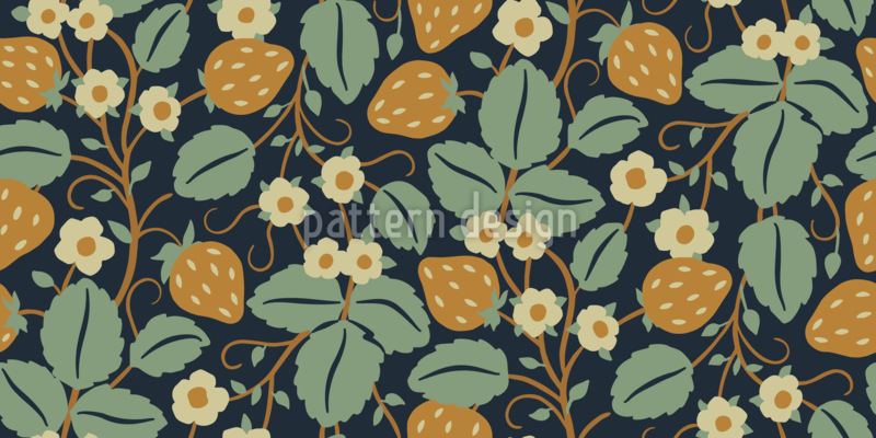 Mystical Strawberry Bushes Seamless Vector Pattern Design