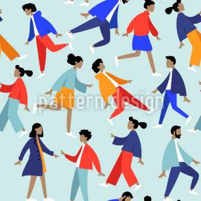 Colorful Urban People Seamless Vector Pattern Design