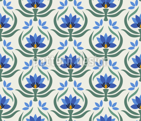 Genciana estilizada Estampado Vectorial Sin Costura