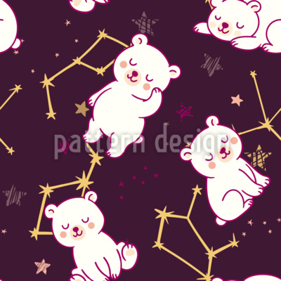 Teddybear dreaming in space Seamless Vector Pattern Design