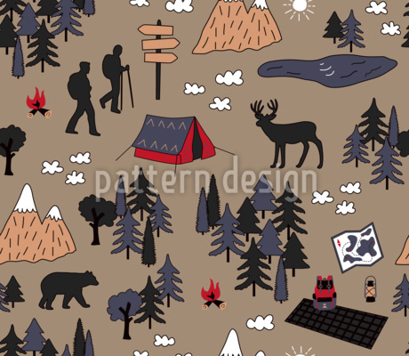 Viaje de senderismo Estampado Vectorial Sin Costura