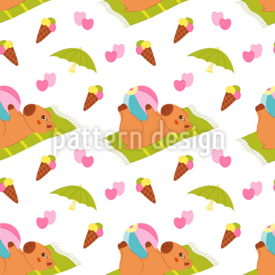 Capibara disfrutando de vacaciones Estampado Vectorial Sin Costura