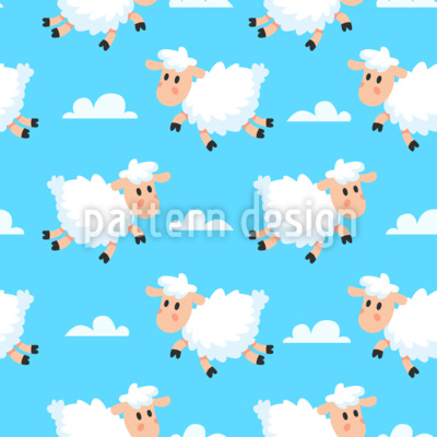 Sheep amongst the clouds Seamless Vector Pattern Design