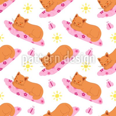 Solande katt Sömlös vektormönsterdesign