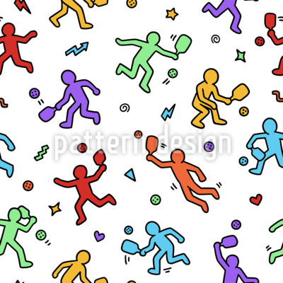 Pickleball-spillere Doodle Sømløs vektormønsterdesign