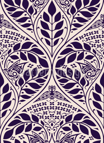 Umbelíferas y mariposas Estampado Vectorial Sin Costura
