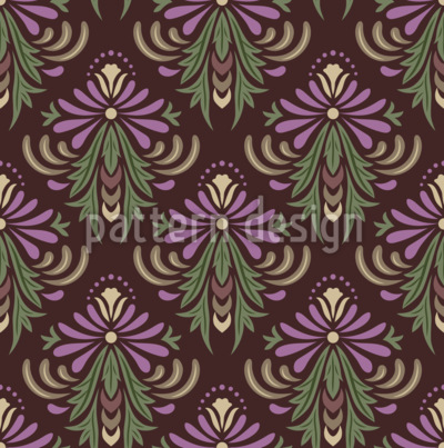 Flores otoñales victorianas Estampado Vectorial Sin Costura