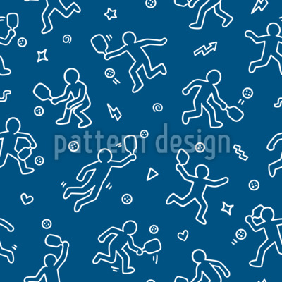 Pickleball Players and Playful Doodles Seamless Vector Pattern Design
