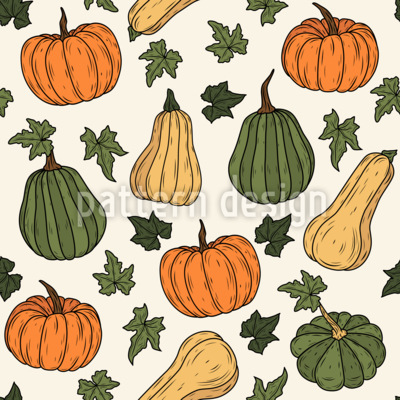 Calabazas variadas en una ilustración rústica Estampado Vectorial Sin Costura