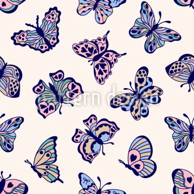 Mariposas boho románticas Estampado Vectorial Sin Costura