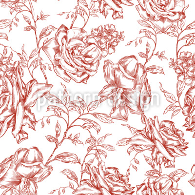 Elegante grabado de rosas Estampado Vectorial Sin Costura