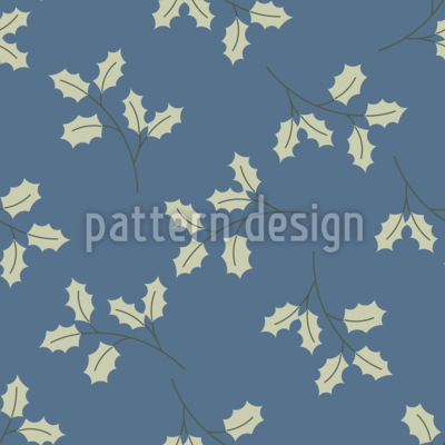 Elegante patrón de hojas de acebo Estampado Vectorial Sin Costura