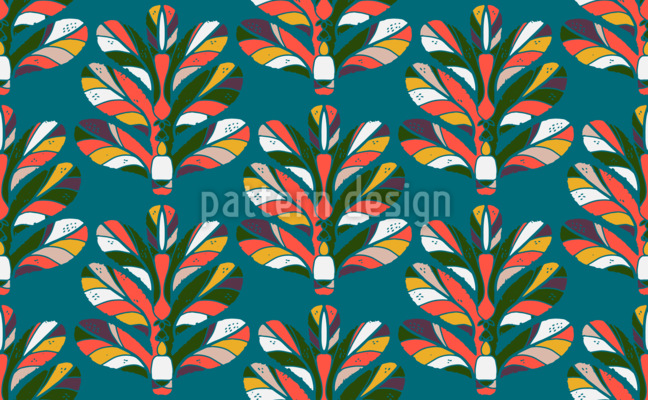 Arte popular de inspiración botánica Estampado Vectorial Sin Costura