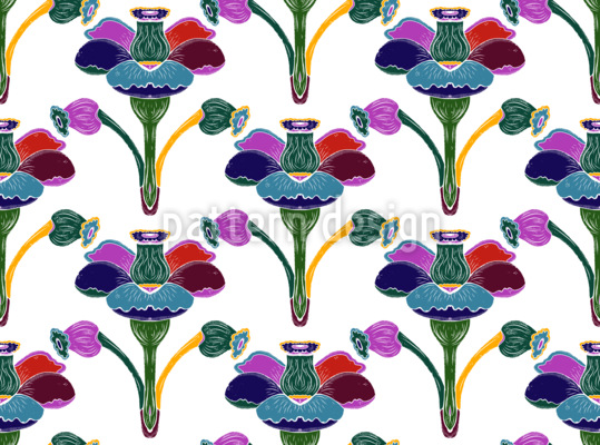 Art populaire texturé floral Motif Vectoriel Sans Couture