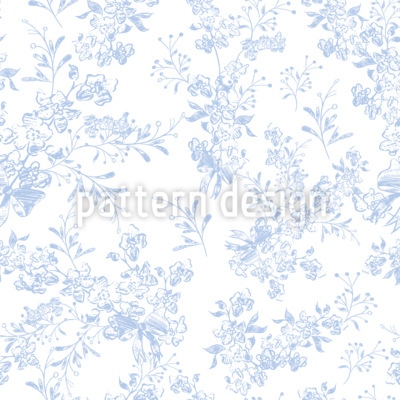 Zarte Blumen- und Schleifenillustration Nahtloses Vektormuster