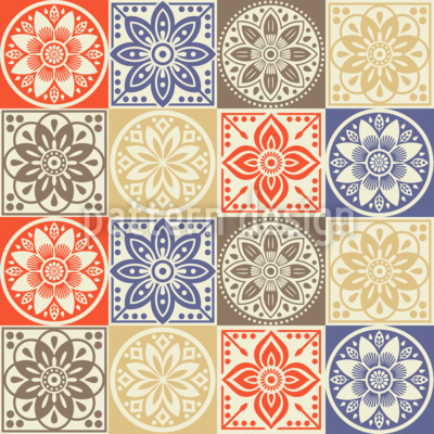 Medelhavsblomning Sömlös vektormönsterdesign