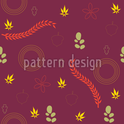 Rose Plum Autumn Seamless Vector Pattern Design