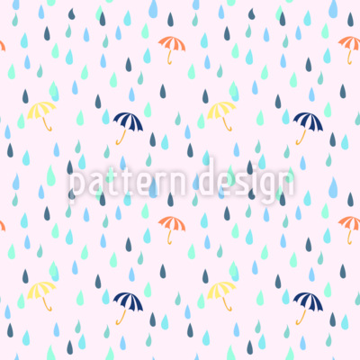 Día lluvioso con sombrillas de colores Estampado Vectorial Sin Costura