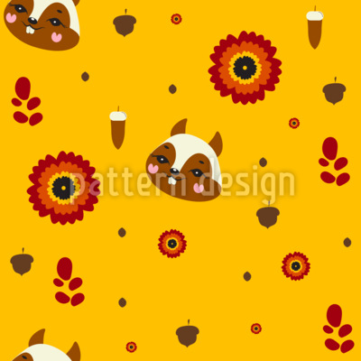 Ardilla de otoño Estampado Vectorial Sin Costura