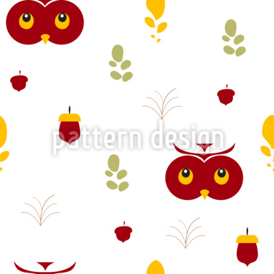 Otoño de lechuza común Estampado Vectorial Sin Costura