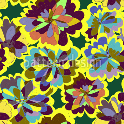 Caleidoscopio de flores psicodélicas Estampado Vectorial Sin Costura