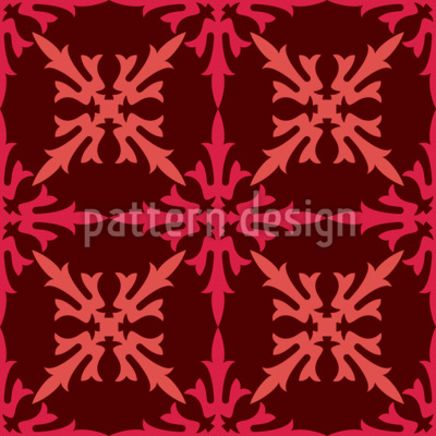 Elegante simetría floral en tonos profundos Estampado Vectorial Sin Costura