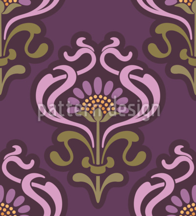 Magische Jugendstil-Blumen Nahtloses Vektormuster