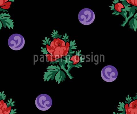 Perlas de rosas y amatista Estampado Vectorial Sin Costura