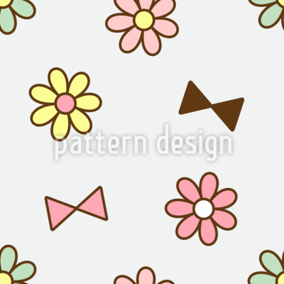 Flores y lazos Estampado Vectorial Sin Costura