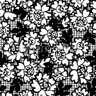 Skomplikowana kwiatowa monochromatyczna ilustracja bezszwowy wzór wektorowy.