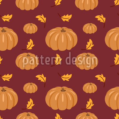 Calabazas y hojas que caen Estampado Vectorial Sin Costura