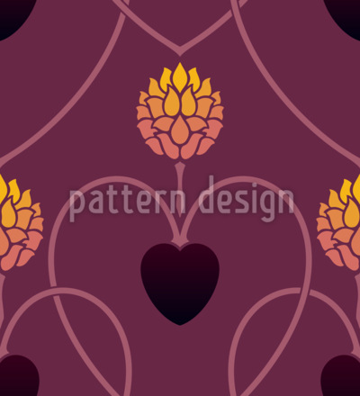 Corazones llameantes Estampado Vectorial Sin Costura