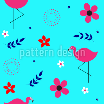 Playa Flamingo Estampado Vectorial Sin Costura