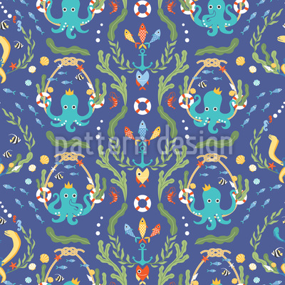 Fantasía marina juguetona Estampado Vectorial Sin Costura