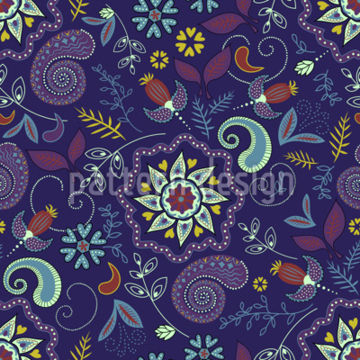 Paisley bohemio Estampado Vectorial Sin Costura
