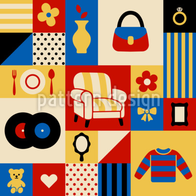 Tesoros de tiendas de segunda mano Estampado Vectorial Sin Costura