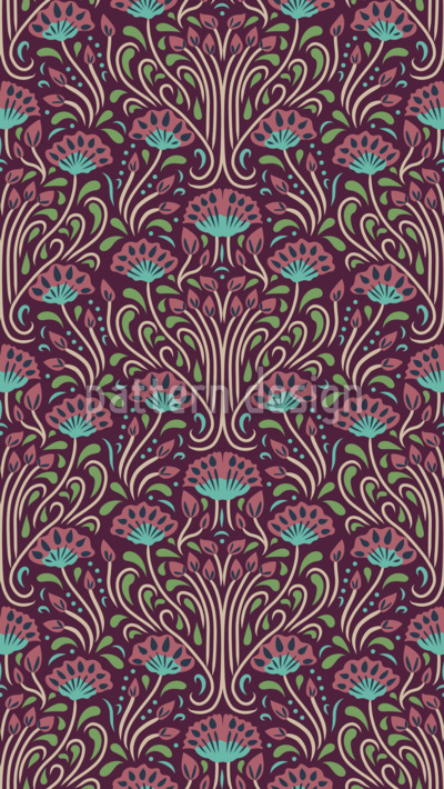 Elaborado damasco Art Nouveau Estampado Vectorial Sin Costura