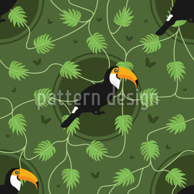 Toucan Og Sommerfugle Sømløs vektormønsterdesign Toucan Og Sommerfugle Sømløs vektormønsterdesign