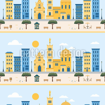 Metrópolis de Marsella Estampado Vectorial Sin Costura