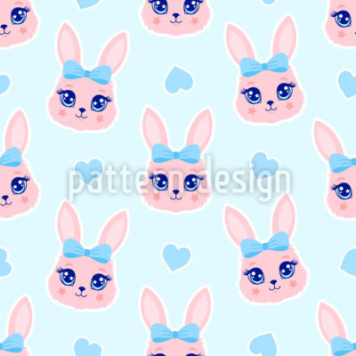 Conejos y corazones Estampado Vectorial Sin Costura