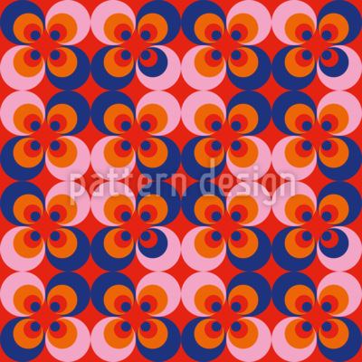 Flores retro de los años sesenta Estampado Vectorial Sin Costura