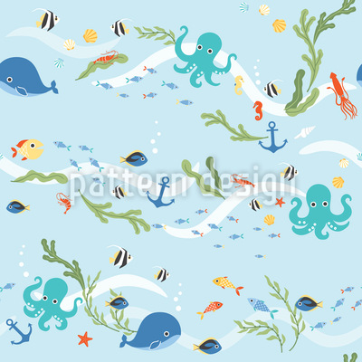 Mundo submarino de fantasía y juego Estampado Vectorial Sin Costura