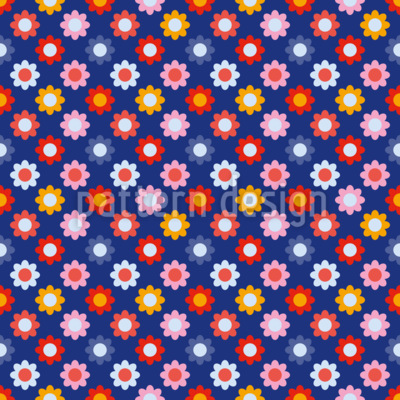 60-talets enkla blommor Sömlös vektormönsterdesign