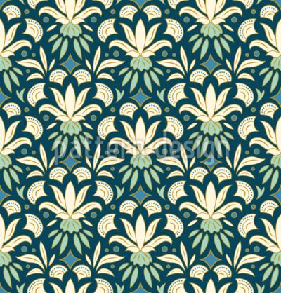 Flor oriental de damasco Estampado Vectorial Sin Costura